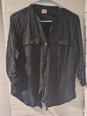 No Boundaries Black Button-Front Utility Jacket